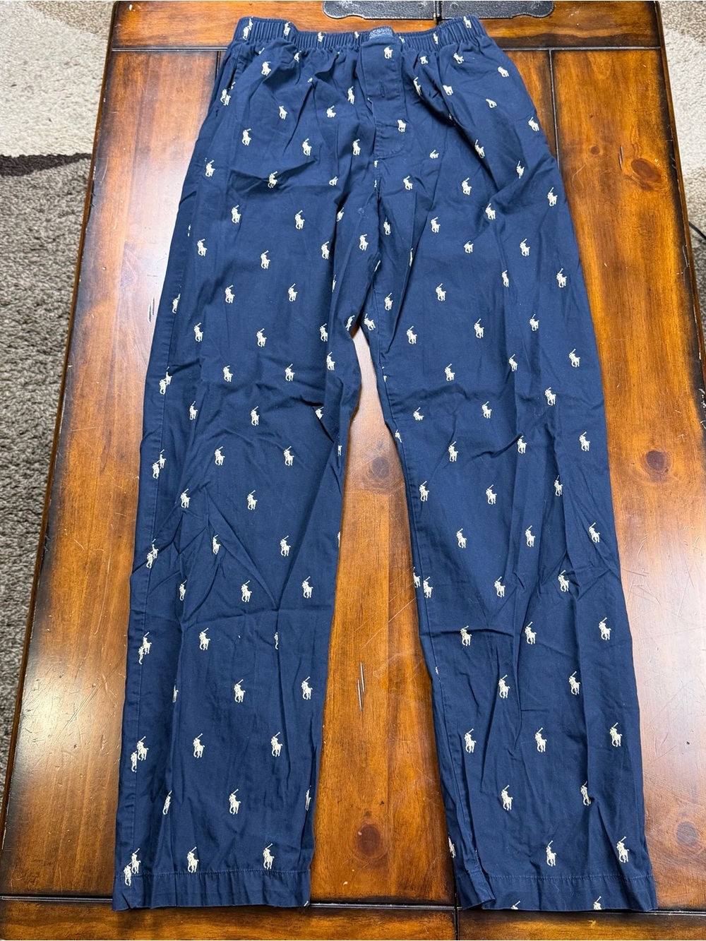 Polo by Ralph Lauren Navy Pajama Pants with Ivory Pony Embroidery